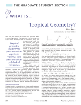 Tropical Geometry? Eric Katz Communicated by Cesar E