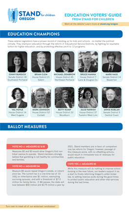 Education Voters' Guide Education Champions Ballot Measures