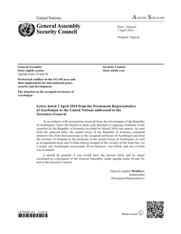 General Assembly Security Council Sixty-Eighth Session Sixty-Ninth Year Agenda Items 34 and 38