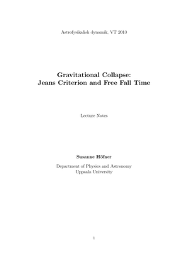 Gravitational Collapse: Jeans Criterion and Free Fall Time