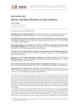 Racism and Race Mixture in Latin America