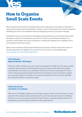 How to Organise Small Scale Events