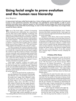 Using Facial Angle to Prove Evolution and the Human Race Hierarchy Jerry Bergman