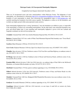 Incorporated Municipality Highpoints Compiled by Scott