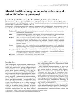 Mental Health Among Commando, Airborne and Other UK Infantry Personnel