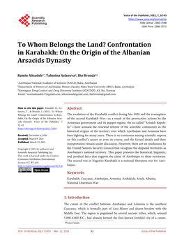 Confrontation in Karabakh: on the Origin of the Albanian Arsacids Dynasty
