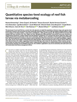 Quantitative Species-Level Ecology of Reef Fish Larvae Via Metabarcoding