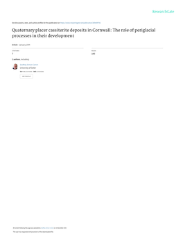 Quaternary Placer Cassiterite Deposits in Cornwall: the Role of Periglacial Processes in Their Development
