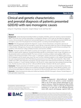 Clinical and Genetic Characteristics and Prenatal Diagnosis of Patients