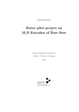 Rotor Pilot Project on M/S Estraden of Bore Fleet