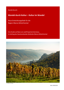 Wandel Durch Kultur – Kultur Im Wandel. Neue Entwicklungspfade Für Die Region Oberes Mittelrheintal