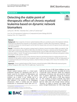 Detecting the Stable Point of Therapeutic Effect of Chronic Myeloid