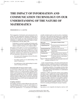 The Impact of Information and Communication Technology on Our Understanding of the Nature of Mathematics