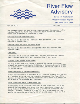 River Flow Advisory Bureau of ·Reclamation Upper Colorado Region Salt Lake City, Utah Vol 17 No