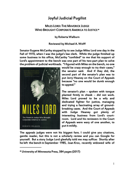 Book Review of Roberta Walburn, "Miles Lord: the Maverick Judge