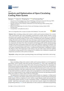 Analysis and Optimization of Open Circulating Cooling Water System