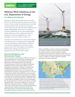 Offshore Wind Initiatives at the U.S. Department of Energy U.S