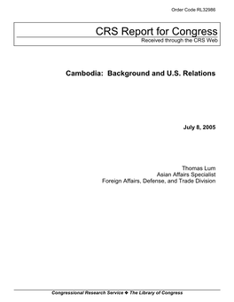 Cambodia: Background and U.S