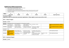 Fightcamp 2018 Programme ● Classes Are Limited to 40 Participants Each, Unless Otherwise Stated