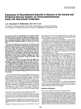 Expression of Neurofilament Subunits in Neurons of the Central and Peripheral Nervous System: an Lmmunohistochemical Study with Monoclonal Antibodies