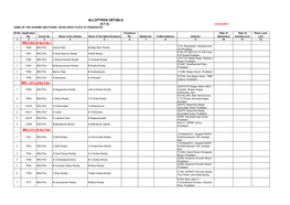 Allottees Details (S.F.S) Category:- Name of the Scheme and Phase:- Developed Plots at Proddatur