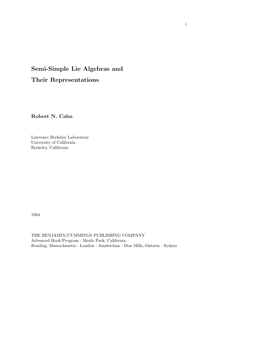 Semi-Simple Lie Algebras and Their Representations