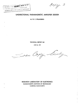 Undirectional Paramagnetic Amplifier Design Research