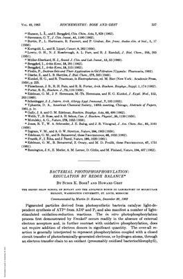 Bacterial Photophosphorylation: Regulation by Redox Balance* by Subir K