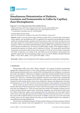 Simultaneous Determination of Daidzein, Genistein and Formononetin in Coffee by Capillary Zone Electrophoresis