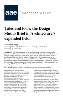 The Design Studio Brief in Architecture's