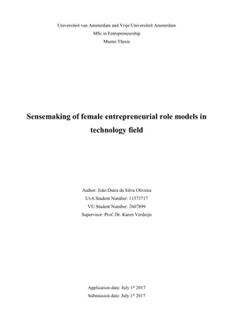 Sensemaking of Female Entrepreneurial Role Models in Technology Field