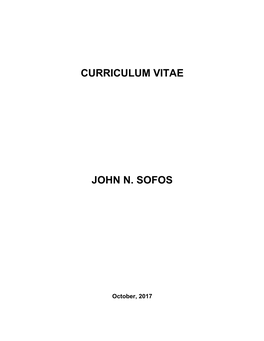 Curriculum Vitae John N. Sofos