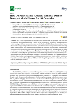 National Data on Transport Modal Shares for 131 Countries