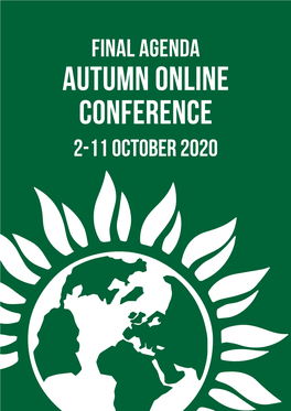 FINAL AGENDA AUTUMN ONLINE CONFERENCE 2-11 October 2020