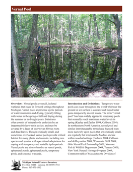 Vernal Pool Vernal Pool, Page 1 Michael A