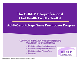 The OHNEP Interprofessional Oral Health Faculty Toolkit