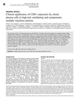 Clinical Significance of CD81 Expression by Clonal Plasma Cells