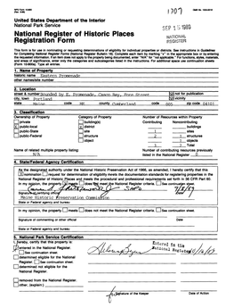 National Register of Historic Places NATIONAL Registration Form REGISTER