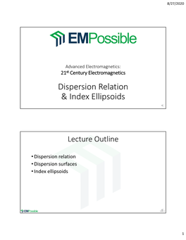 Dispersion Relation & Index Ellipsoids