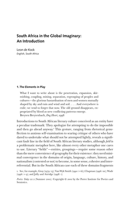 South Africa in the Global Imaginary: an Introduction