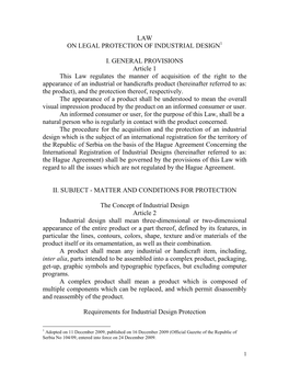 Law on the Legal Protection of Industrial Design („Official Gazette of the RS”, No