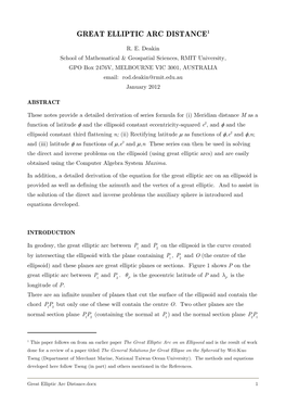 Great Elliptic Arc Distance1