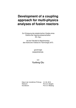 Development of a Coupling Approach for Multi-Physics Analyses of Fusion Reactors