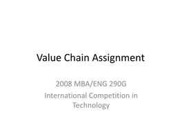 Value Chain Assignment