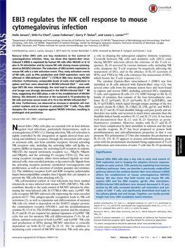 EBI3 Regulates the NK Cell Response to Mouse Cytomegalovirus Infection