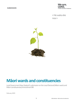 Māori Wards and Constituencies Local Government New Zealand’S Submission on the Local Electoral (Māori Wards and Māori Constituencies) Amendment Bill