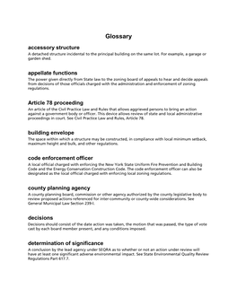 Glossary Accessory Structure a Detached Structure Incidental to the Principal Building on the Same Lot