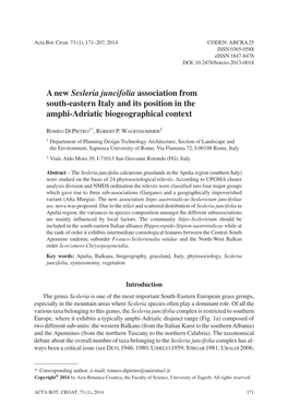 A New Sesleria Juncifolia Association from South