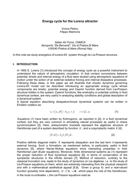 Energy Cycle for the Lorenz Attractor