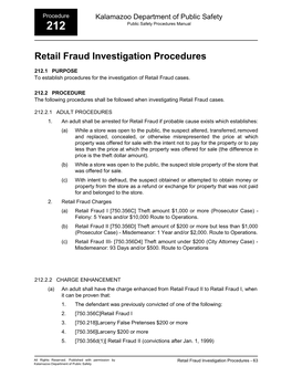 Retail Fraud Investigation Procedures